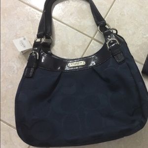 Coach navy blue hobo bag